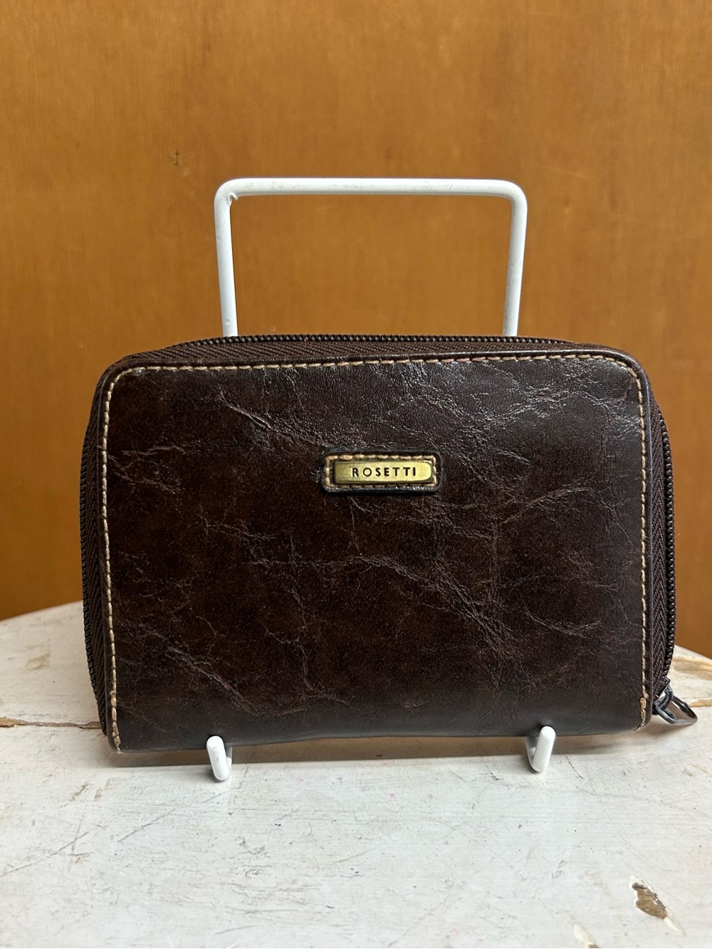 Rosetti Dark Brown Leather Zip-Around Wallet